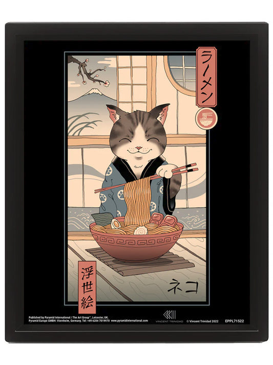 Vincent Trinidad (Neko Ramen Ukiyo-E) Framed 3D Lenticular Poster