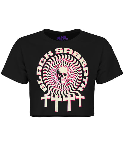 Black Sabbath Hypnotic Skull Ladies Black Crop Top