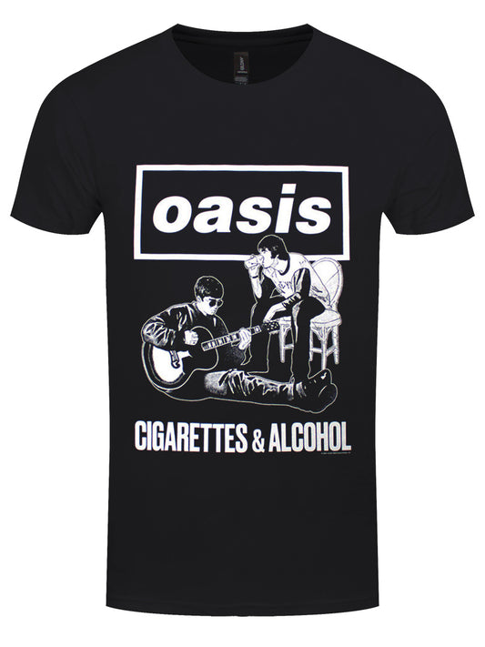 Oasis Cigarettes & Alcohol Illustration Men's Black T-Shirt