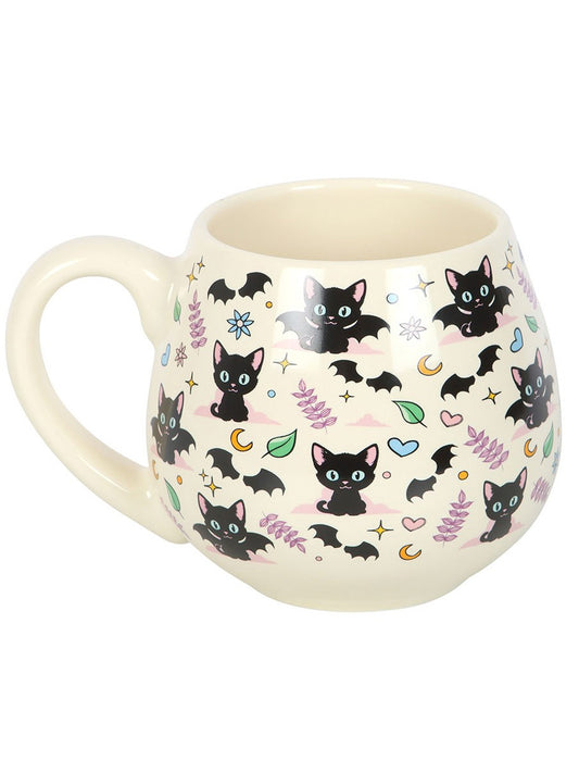 Cute and Creepy Cat Print Rounded Mug