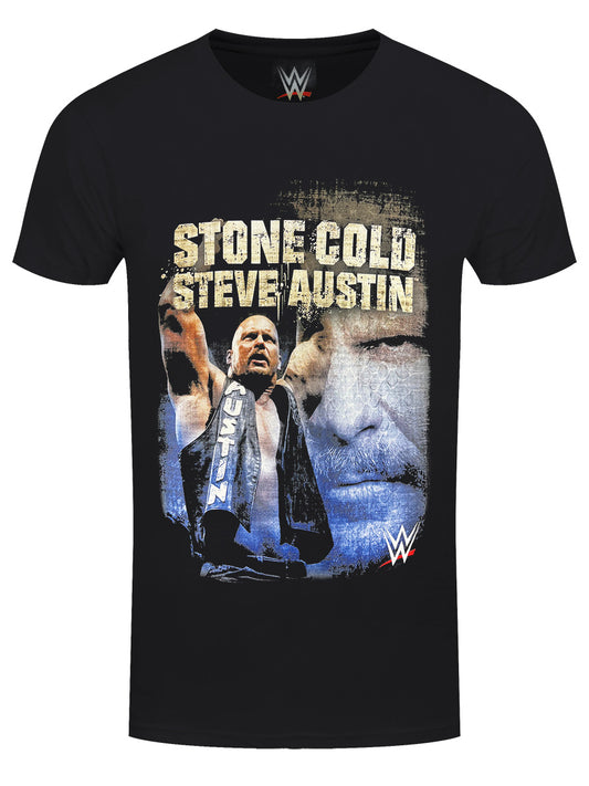 WWE Stone Cold Steve Austin Photo Compilation Men's Black T-Shirt