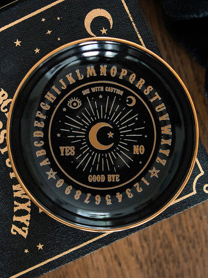 Round Black Talking Board Trinket Dish
