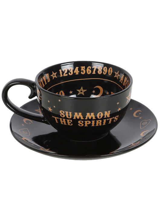 Black Talking Board Teacup and Saucer
