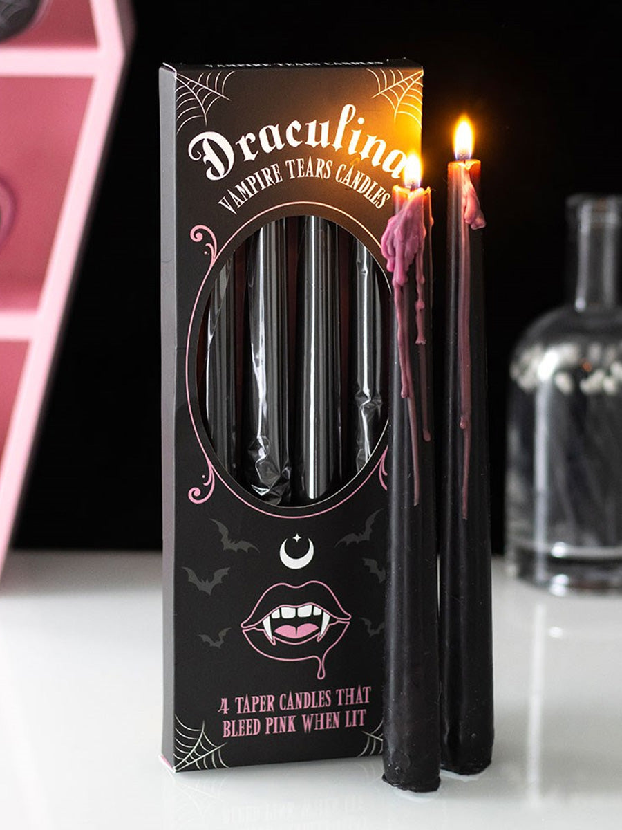 Set of 4 Pink Vampire Tears Taper Candles