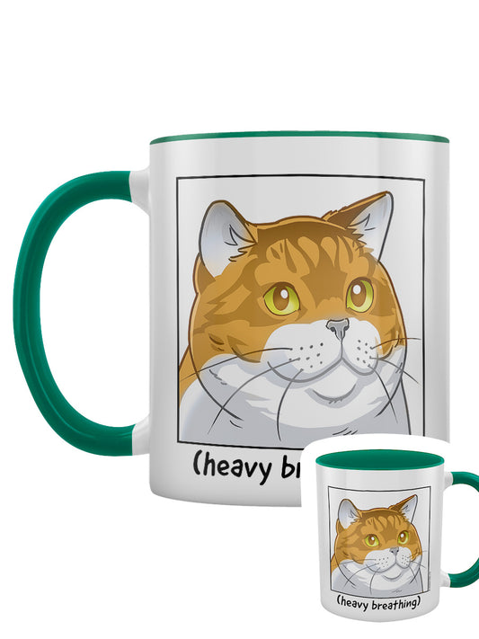 Heavy Breathing Cat Green Inner 2-Tone Mug