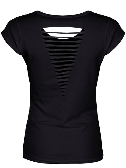 Tressym The Winged Cat Ladies Black Razor Back T-Shirt