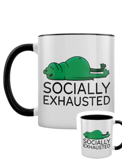 Socially Exhausted Frog Black Inner 2-Tone Mug