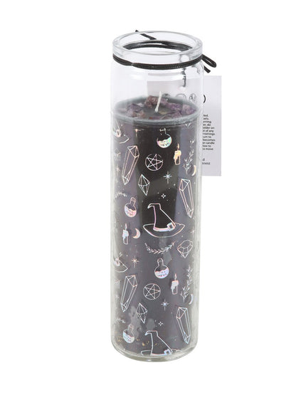 Crystal Witch Jasmine Tube Candle with Amethyst Chips