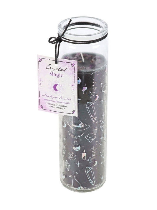 Crystal Witch Jasmine Tube Candle with Amethyst Chips
