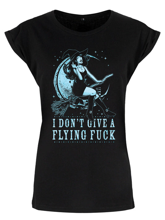 Witch Please I Don't Give A Flying Fuck Ladies Premium Black T-Shirt