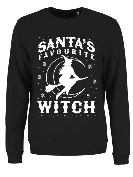 Santa’s Favourite Witch Ladies Black Christmas Jumper