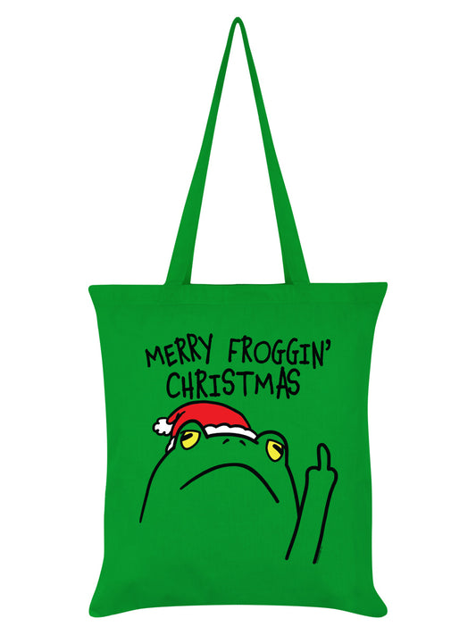 Merry Froggin’ Christmas Green Tote Bag