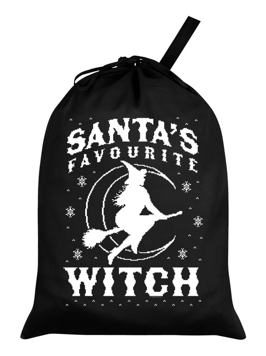 Santa's Favourite Witch Black Santa Sack