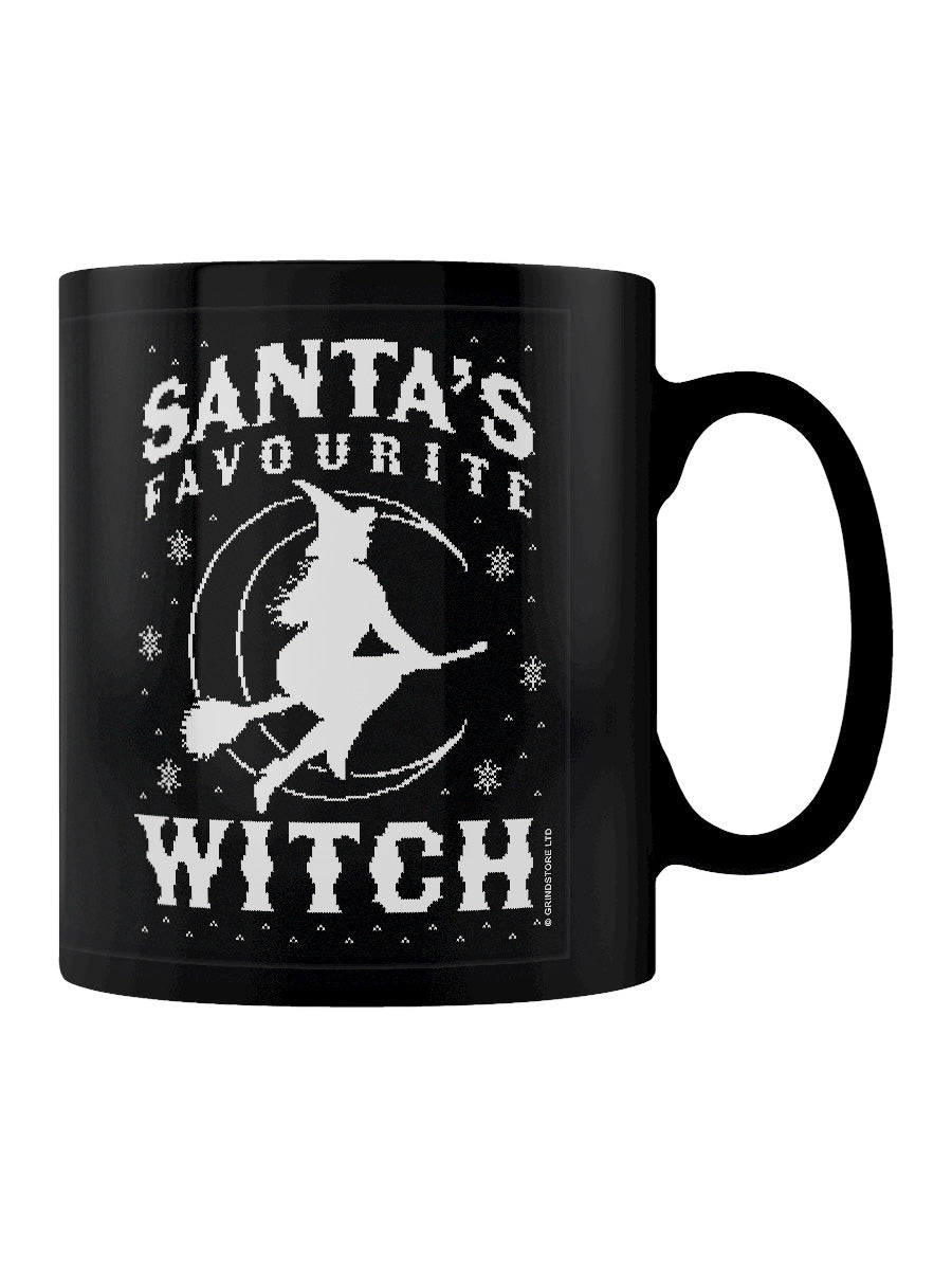 Santa's Favourite Witch Black Mug