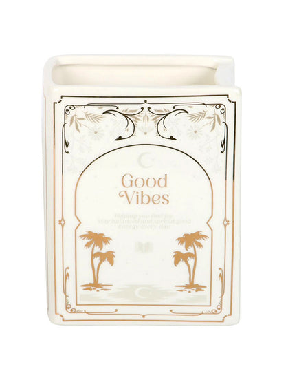 Good Vibes Book Shaped Ceramic Vase