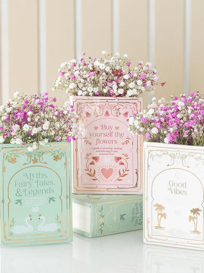 Good Vibes Book Shaped Ceramic Vase