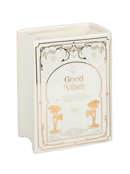 Good Vibes Book Shaped Ceramic Vase