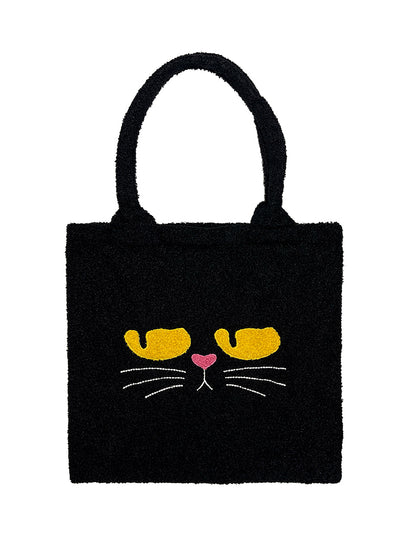 Black Cat Plush Tote Bag