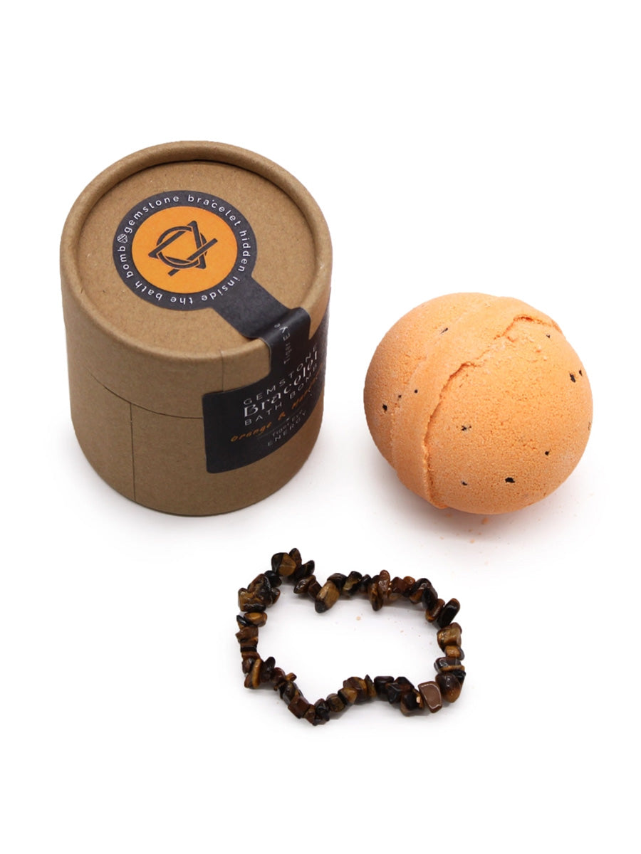 Tiger Eye Gemstone Bracelet Bath Bomb (Orange & Mandarin)