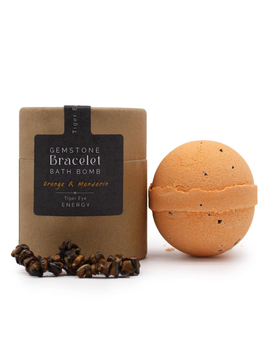 Tiger Eye Gemstone Bracelet Bath Bomb (Orange & Mandarin)