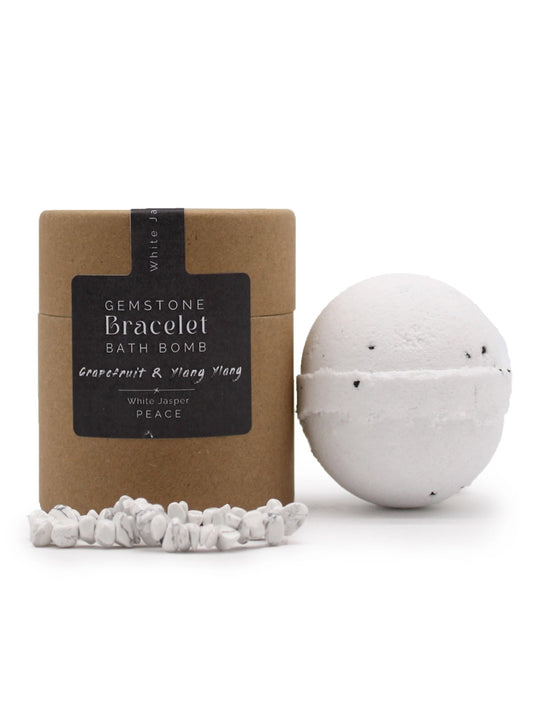 White Jasper Gemstone Bracelet Bath Bomb (Grapefruit & Ylang Ylang)