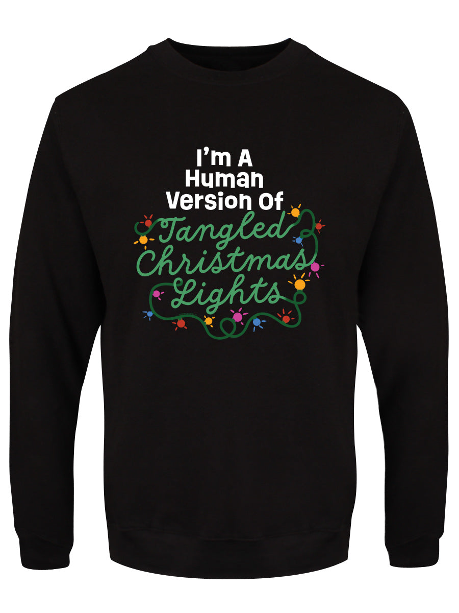 Human Version of Tangled Christmas Lights Men's Black Christmas Jumper