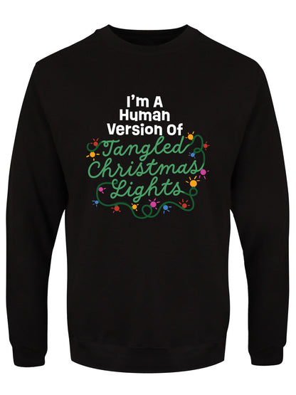 Human Version of Tangled Christmas Lights Men's Black Christmas Jumper