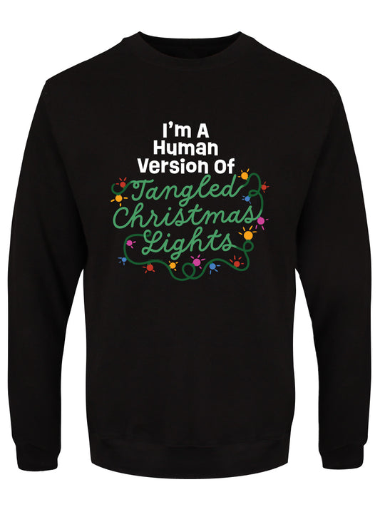 Human Version of Tangled Christmas Lights Men's Black Christmas Jumper