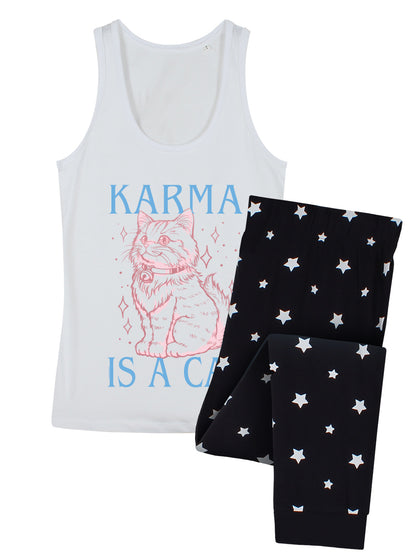 Karma Is A Cat Ladies Long Pyjama Set