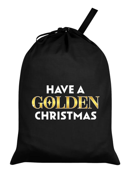 Have A Golden Christmas Black Santa Sack