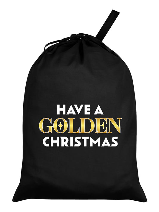 Have A Golden Christmas Black Santa Sack
