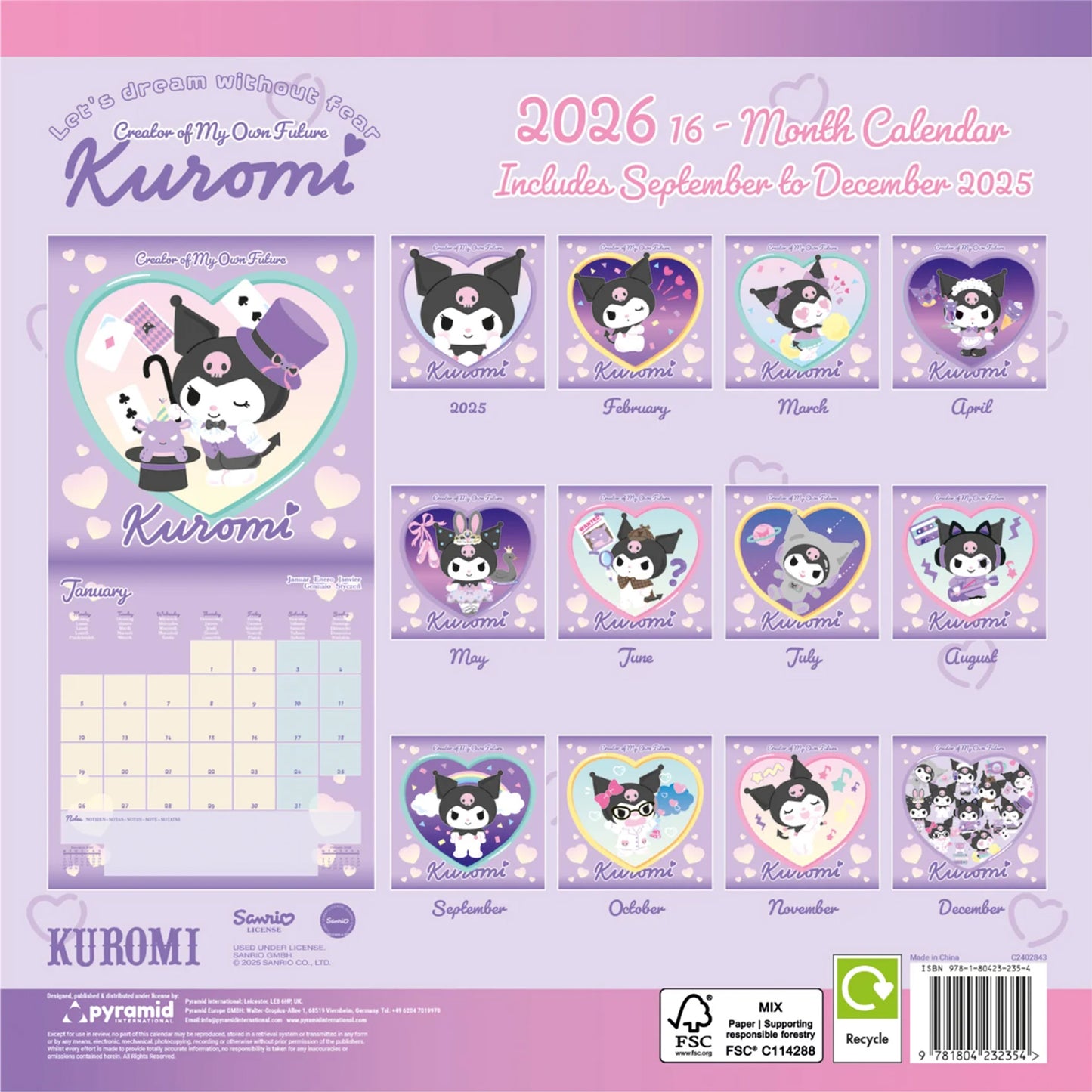 Kuromi (Dream Without Fear) 2026 Square Calendar