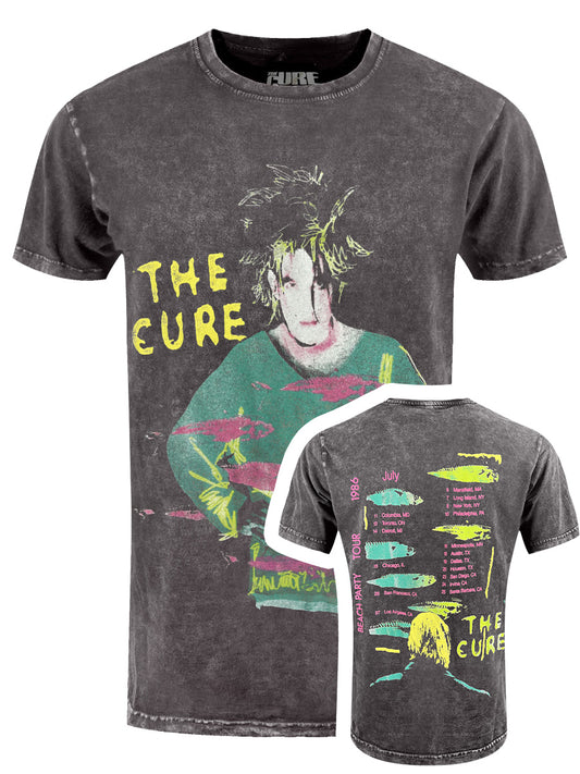 The Cure Beach Party Tour '86 Stone Wash Men's Charcoal Grey T-Shirt