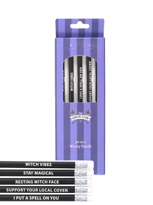 The Coven Club Set of 5 Witchy Pencils