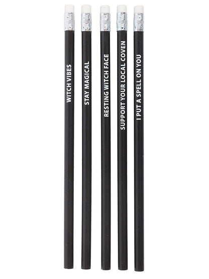 The Coven Club Set of 5 Witchy Pencils