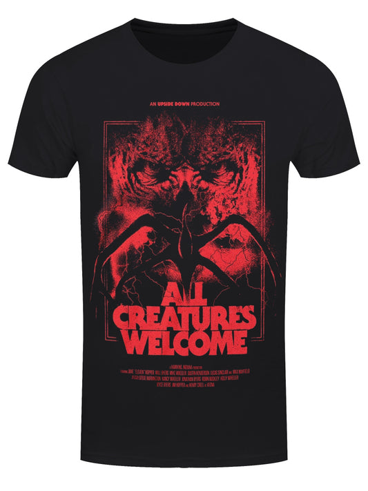 Stranger Things All Creatures Welcome Men's Black T-Shirt