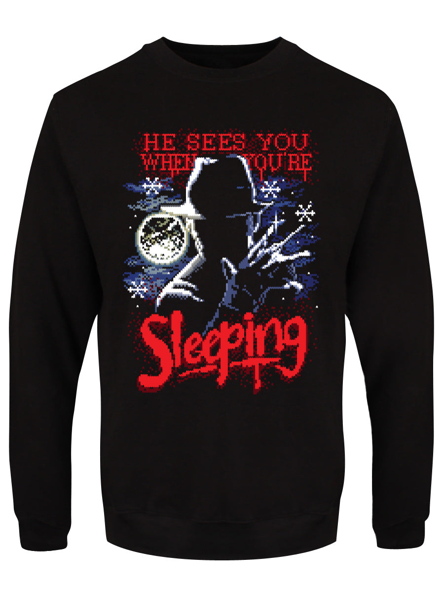 He Sees You When You're Sleeping Men's Black Christmas Jumper