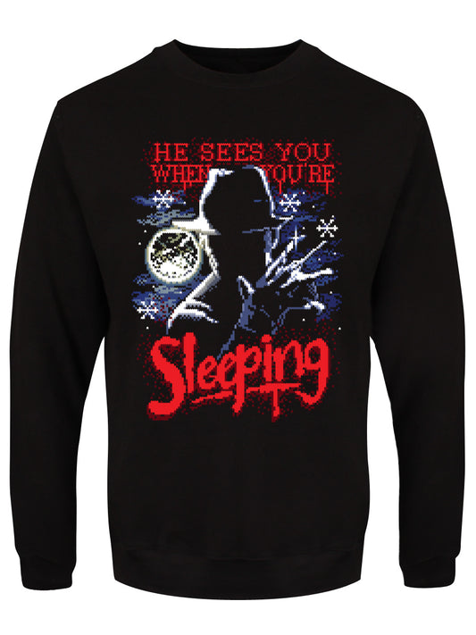 He Sees You When You're Sleeping Men's Black Christmas Jumper