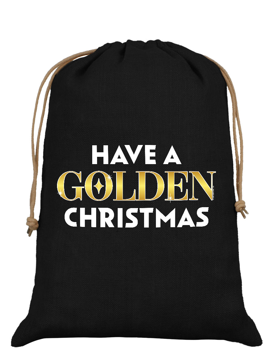 Have A Golden Christmas Black Hessian Santa Sack
