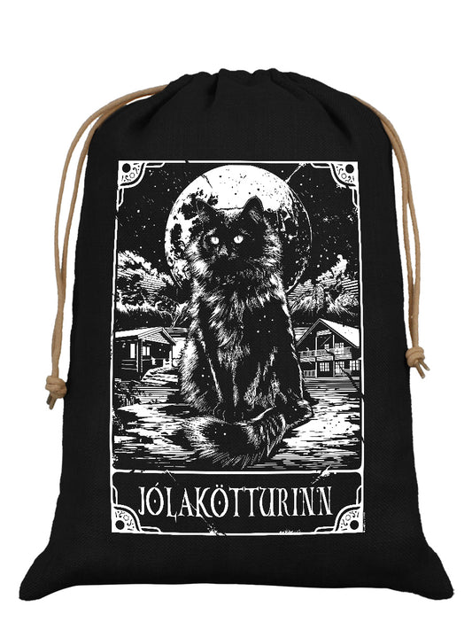 Deadly Tarot - Jólakötturinn The Yule Cat Black Hessian Santa Sack