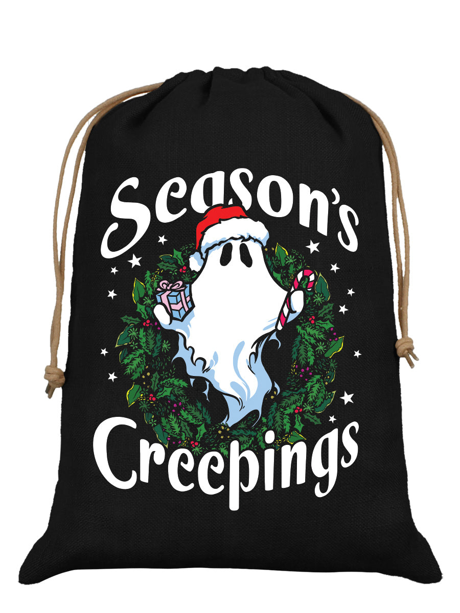 A Ghosts Seasons Creepings Black Hessian Santa Sack