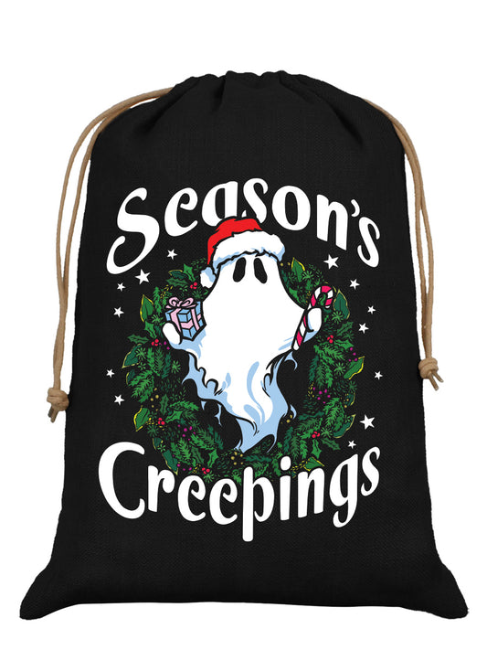 A Ghosts Seasons Creepings Black Hessian Santa Sack