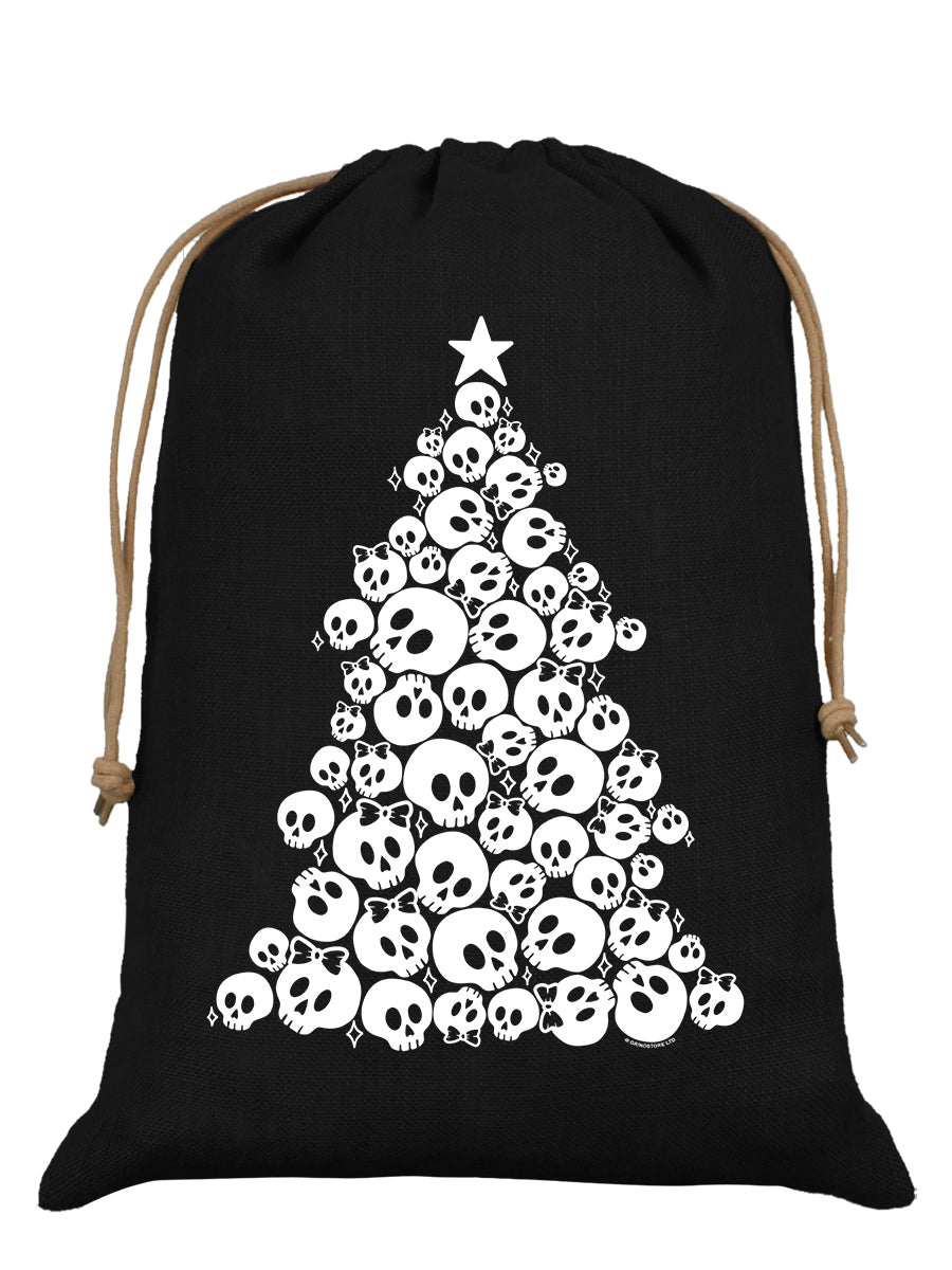 Skull Jumble Xmas Tree Black Hessian Santa Sack