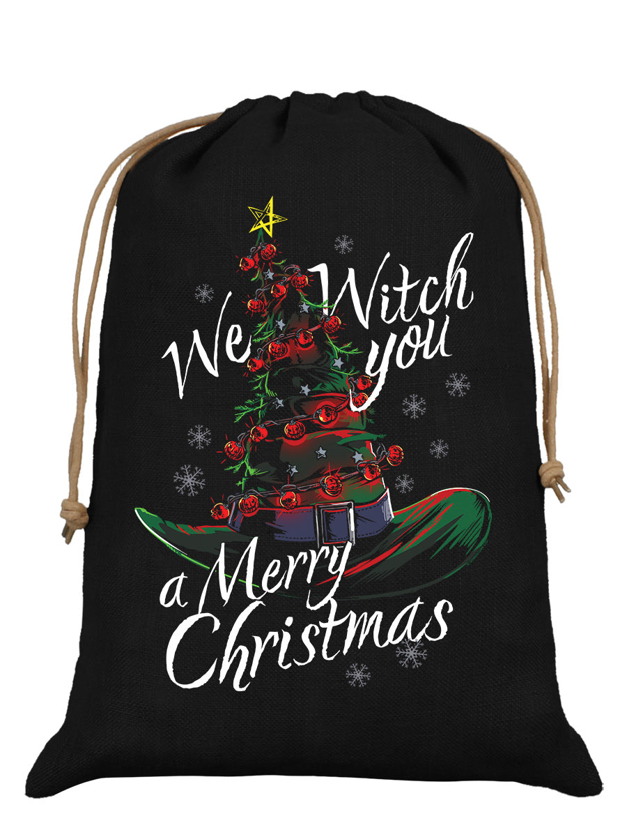 We Witch You A Merry Christmas Black Hessian Santa Sack