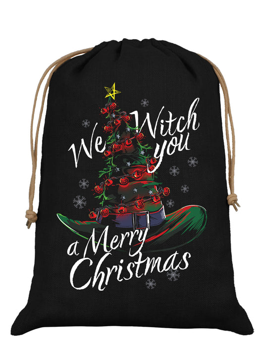 We Witch You A Merry Christmas Black Hessian Santa Sack