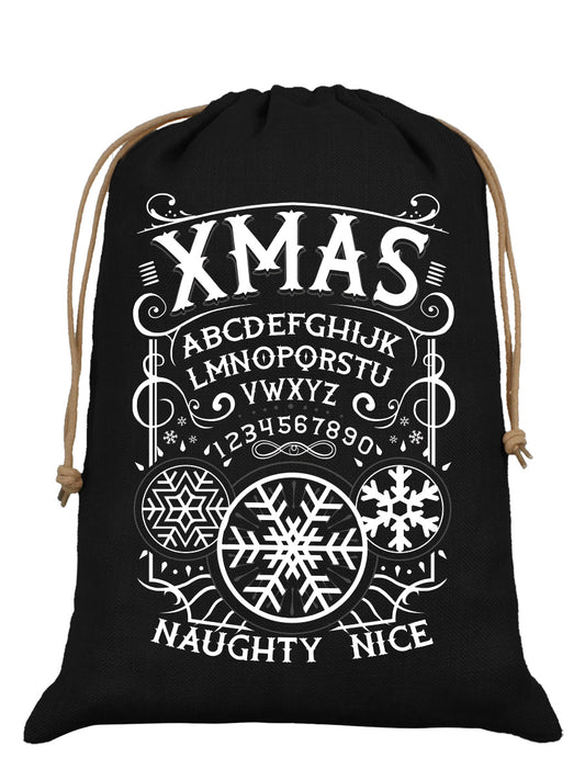 Xmas Ouija Black Hessian Santa Sack