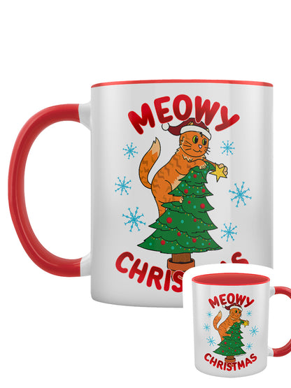Meowy Christmas Red Inner 2-Tone Mug