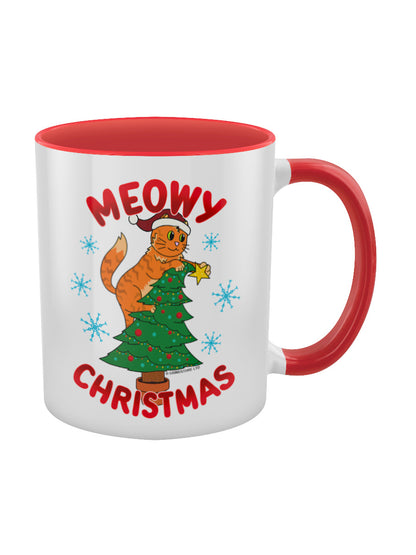 Meowy Christmas Red Inner 2-Tone Mug