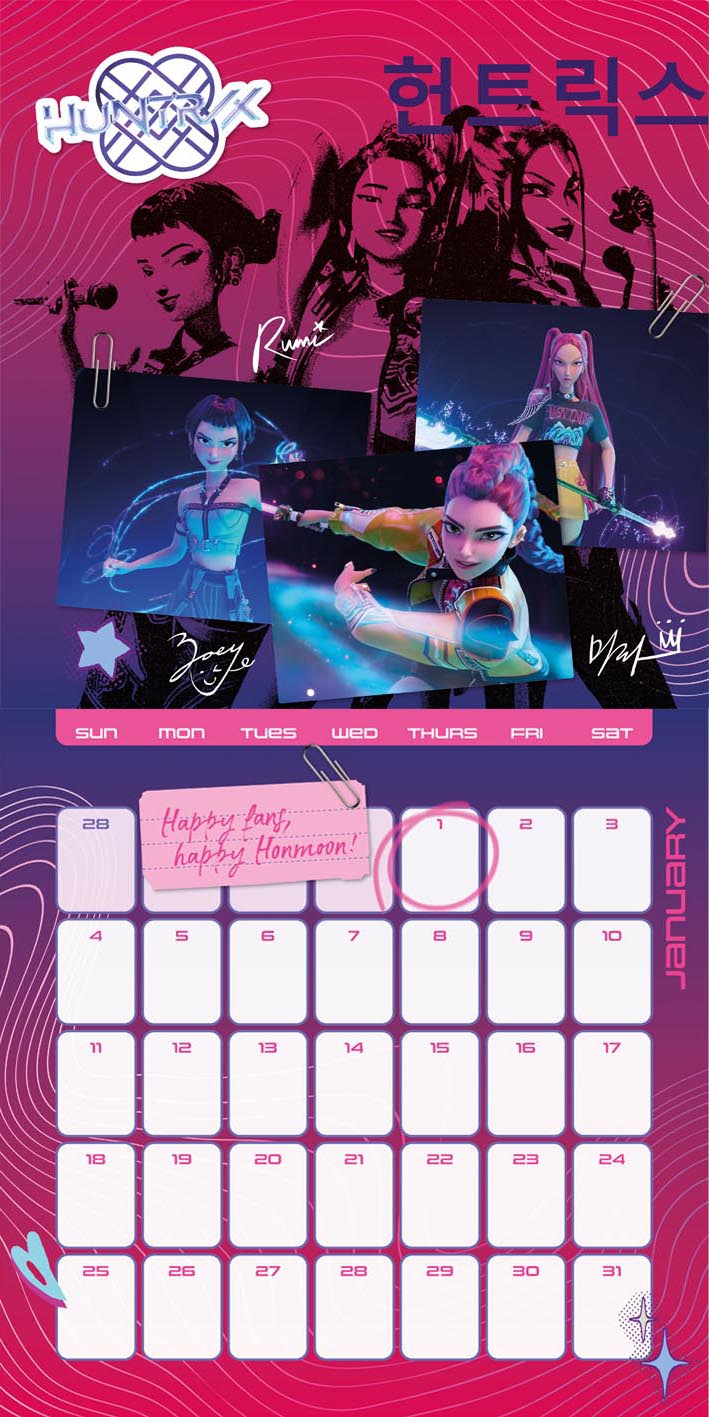 KPop Demon Hunters 2026 Square Calendar