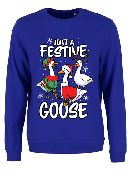 Just A Festive Goose Ladies Royal Blue Christmas Jumper